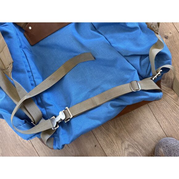 JANSPORT Vintage 80s Leather Bottom Hiking Backpack Daypack Outdoors USA Blue - Picture 8 of 12